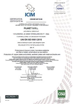 certificato IQ NET - Filmet snc